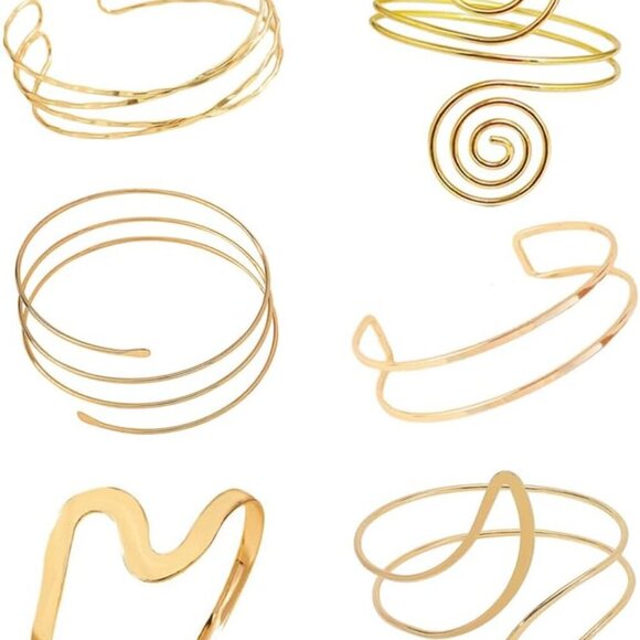 Minimalist Arm Cuff Gold, Arm Cuff Upper Arm Bracelet, Upper Arm Cuff Bangle, Up - Picture 1 of 7